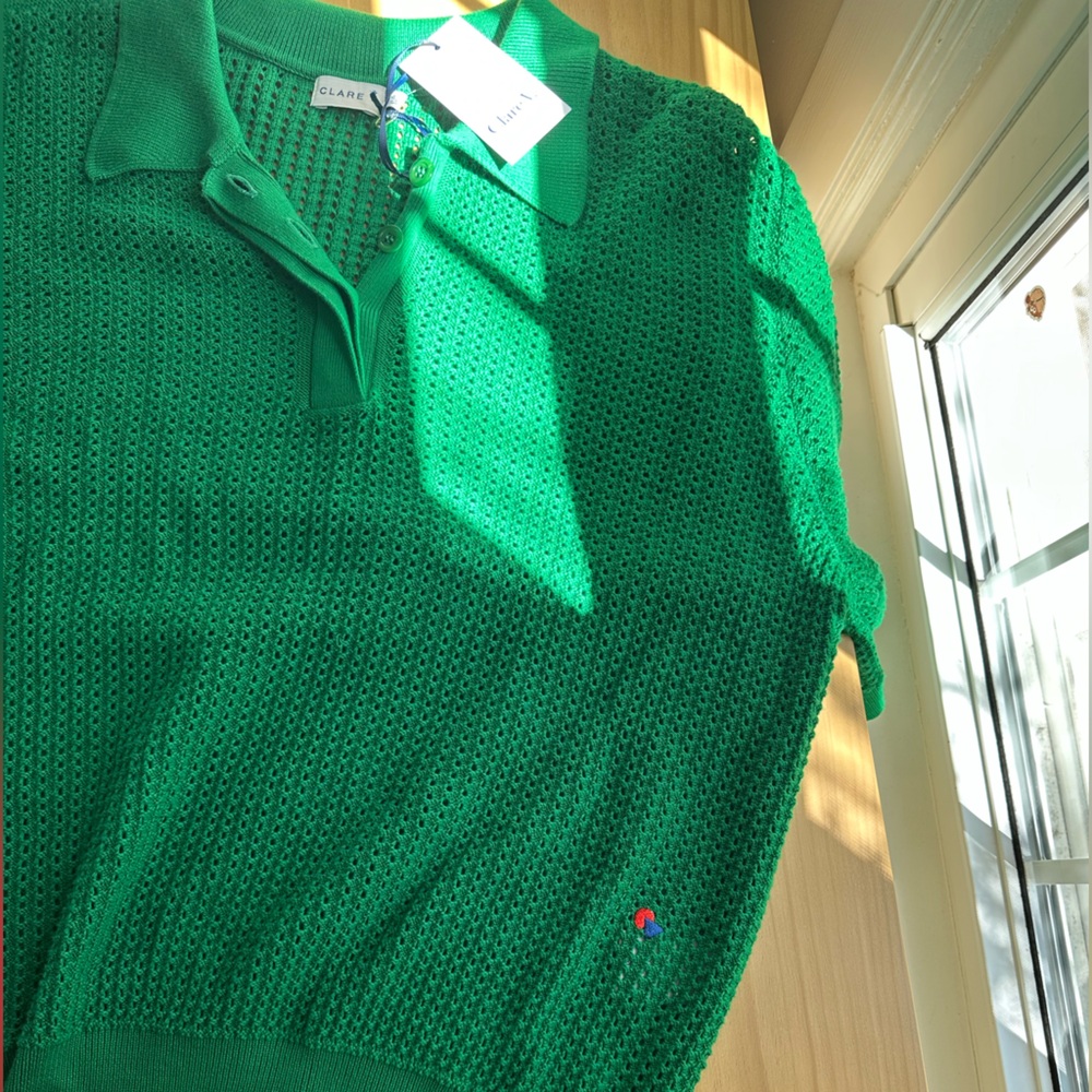 NWT Clare V. Augustine Green Knit Polo XL - Picture 4 of 6